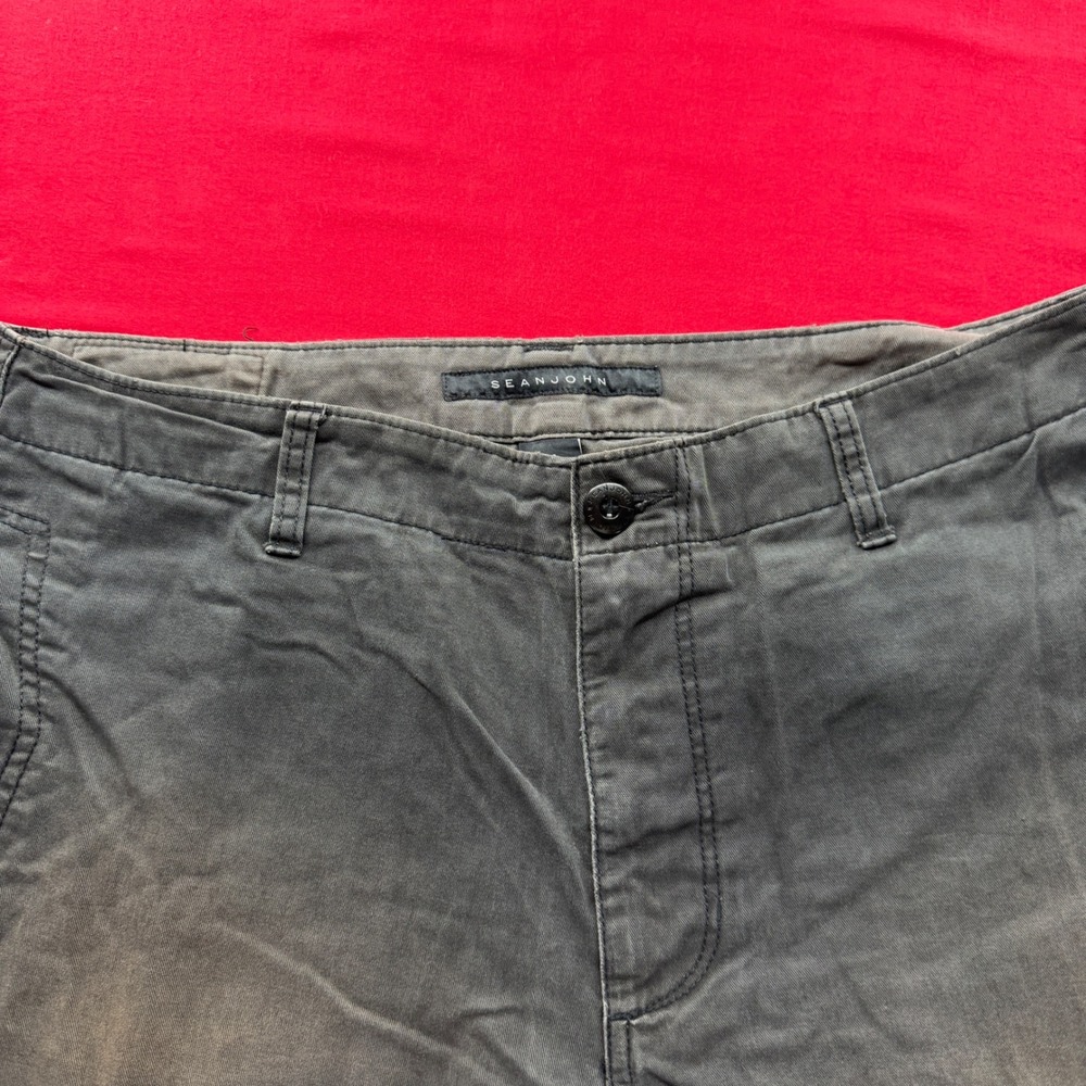 Sean John Mens Vintage Y2K Cargo Shorts Gray Faded Cotton Utility Size 34 - Picture 8 of 8